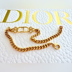 Dior Gold Chain Bracelet with Crystal Details